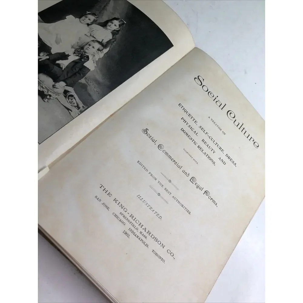 1902 SOCIAL CULTURE by The King-Richardson Co. Hardcover Illustrated Etiquette